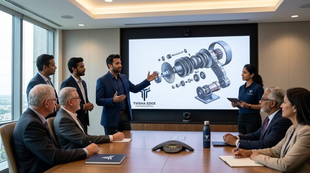 Office team presenting 3D animation