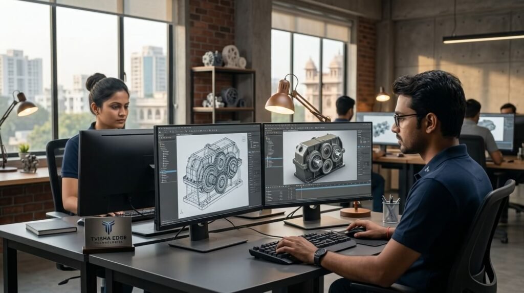 Animator working on 3D model