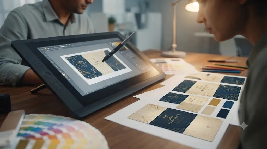 graphic designer creating packaging
