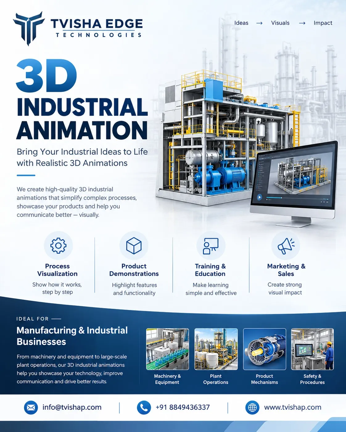 Industrial 3D animation of a machine and production process